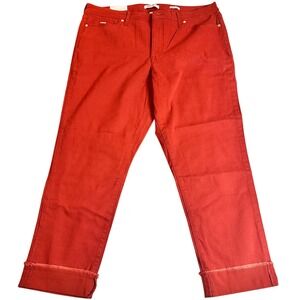 Nine‎ West Gramercy Crop Red Twill Pants Slim Fit Cropped Cuffed Women's 16 NWT